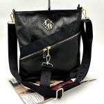 Laura Biaggi damska torebka listonoszka czarna z połyskiem – stylowy model z kieszeniami