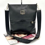 Laura Biaggi damska torebka listonoszka czarna matowa z połyskującym akcentem