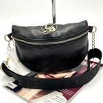 Laura Biaggi torebka nerka czarna z połyskiem i złotymi okuciami