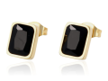 Kolczyki złote wkrętki z czarnym kryształkiem stal chirurgiczna szkło
