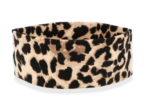 Elastyczna opaska do włosów w panterkę – tkanina, 40 cm