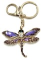 Brelok do kluczy cyrkoniowy ważka fioletowa metal złoty