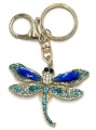 brelok do kluczy cyrkoniowy ważka niebieska metal złota