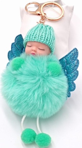 brelok do kluczy zielona laleczka ze skrzydełkami