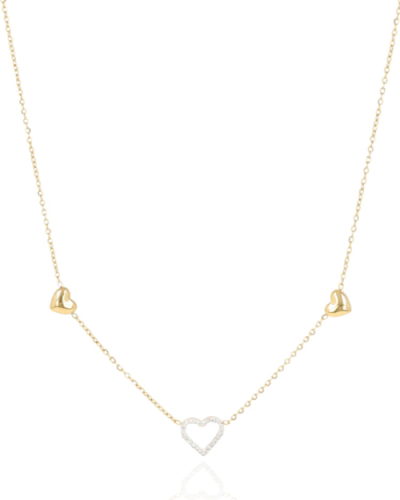 Naszyjnik z serduszkami złoty stal szlachetna