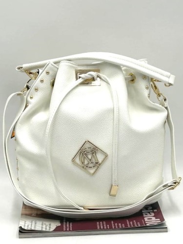 Biała torebka worek Massimo Contti z biżuteryjnym logo – przód