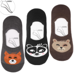 Stopki damskie 3-pak z buźkami liska, pandy i misia – niskie bawełniane skarpetki – rozmiar 38–41