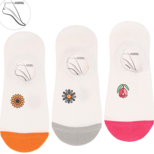 Stopki damskie z kolorowymi palcami – różowe, szare i pomarańczowe akcenty