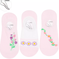 Zestaw damskich stopek z kwiatowym haftem – 3-pak pastelowy, Moraj