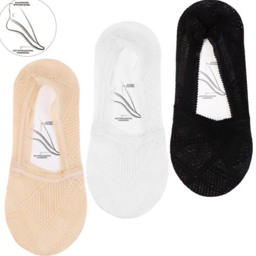 Koronkowe stopki Moraj biały beż czarny 3-pak