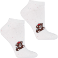 Białe skarpetki stopki damskie Moraj z czerwonym misiem, bawełniane, rozmiar 38–41