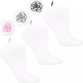 3-pak skarpetek damskich stopki Moraj z kolorowymi kwiatuszkami – biały, różowy, szary, rozmiar 38-41