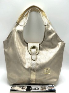 Laura Biaggi shopperka damska złota – duża torba na ramię