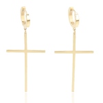 Kolczyki złote kółeczka z dużym krzyżykiem ze stali nierdzewnej