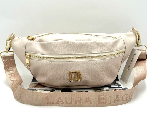 Laura Biaggi jasnobeżowa torebka nerka – widok z przodu