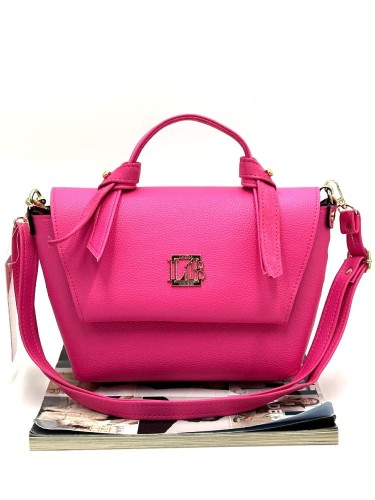 Laura Biaggi kuferek różowy – widok z przodu z klapką i złotym logo