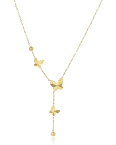 Złoty naszyjnik krawatka z motylami – stal szlachetna