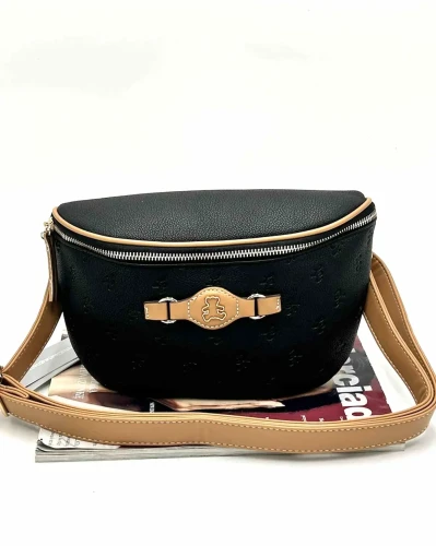 Czarna nerka LuluCastagnette z beżowymi detalami – widok z przodu