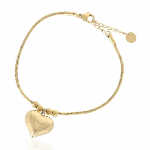 Zdjęcie bransoletki żmijki z zawieszką serca – widok z góry