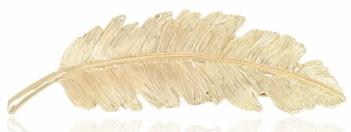 złota spinka do włosów z piórkiem metalowa automatyczna